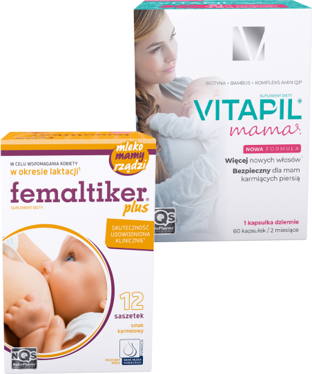 witaminy karmienie piersią - femaltiker karmelowy i vitapil mama